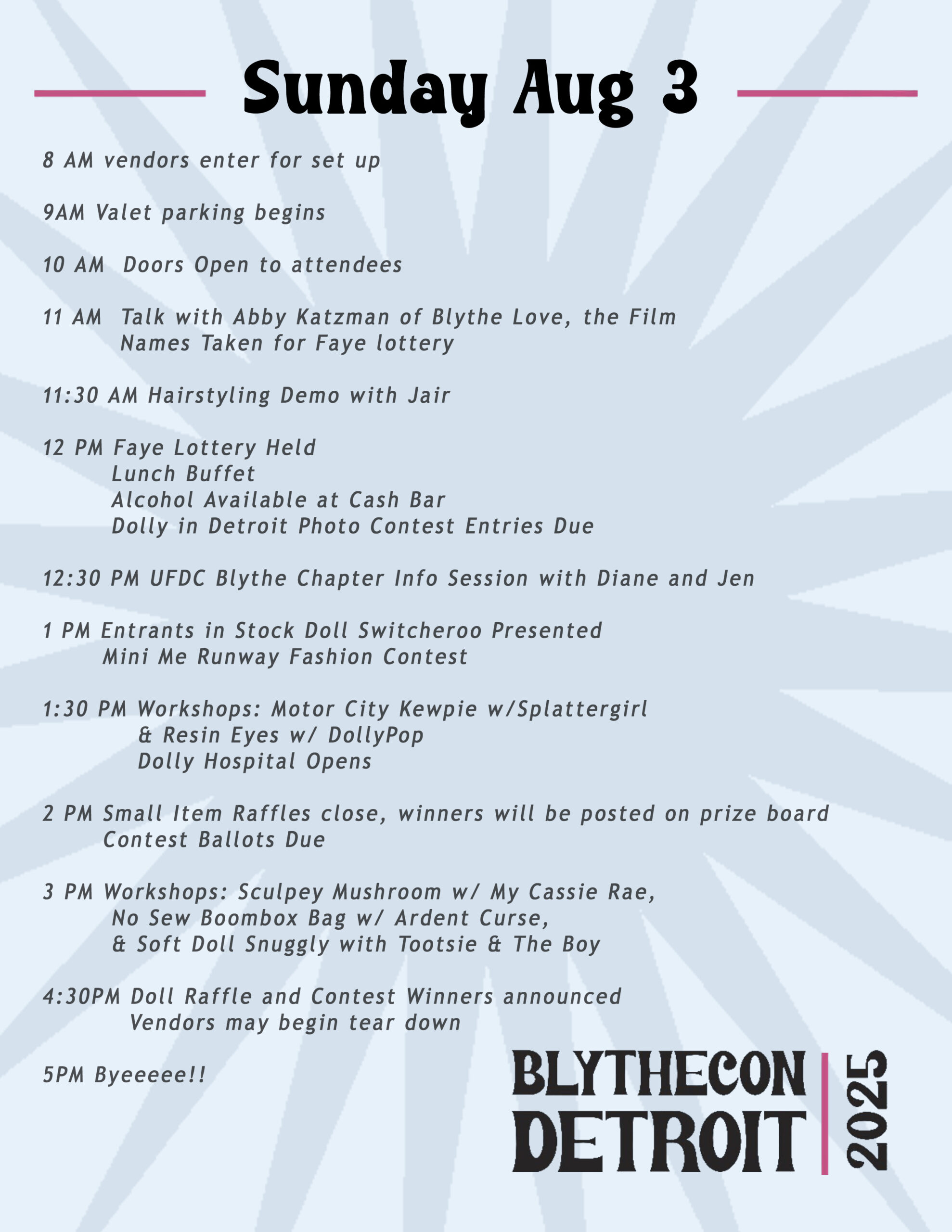 Blythecon Detroit Vendor Layout & Schedule