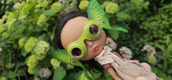 Leather Luna Moth Goggles for Blythe #2