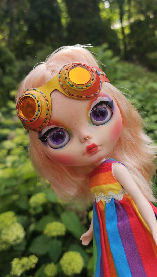 Leather Goggles for Blythe in Rainbow #1